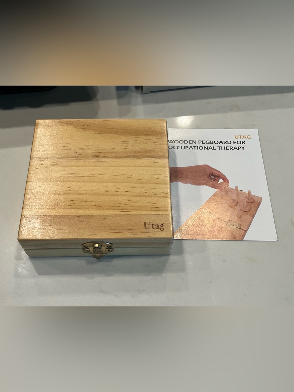 Portable wooden pegboard for finger dexterity - 9 hole hand therapy